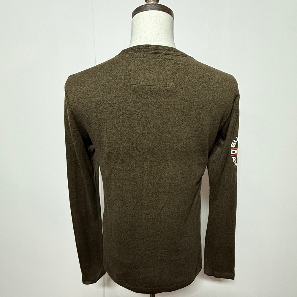 Superdry T-Shirt Mens Large Green Long Sleeve Sports Athletic Graphic Spellout - Picture 3 of 9